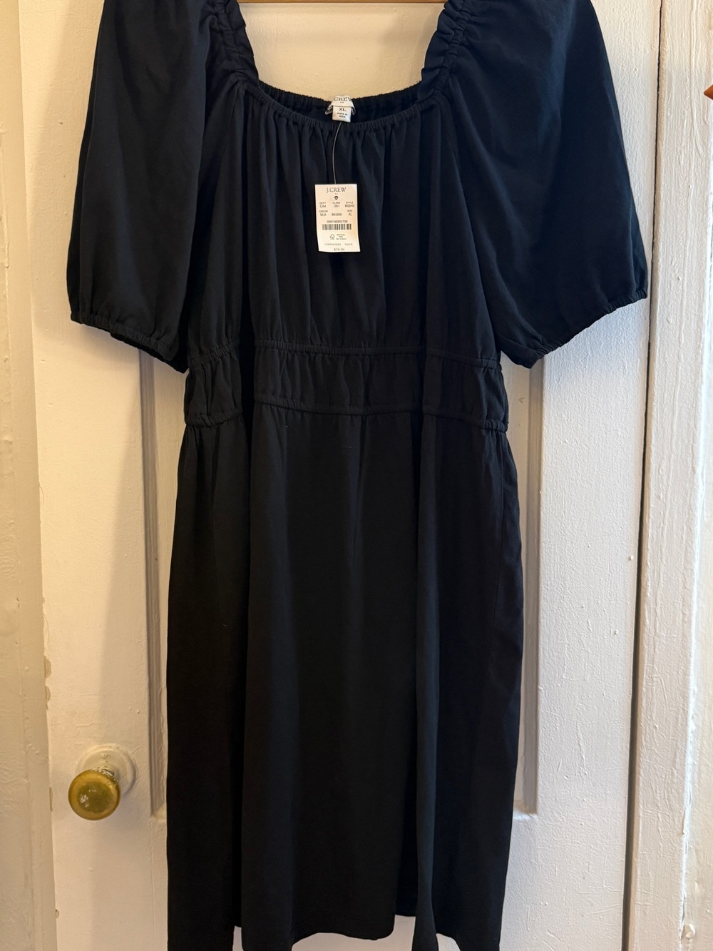 J. Crew Black Puff-Sleeve Knee-Length Dress